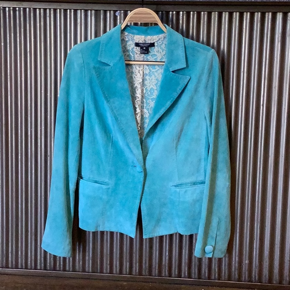 Size medium Karen Kane blue suede blazer